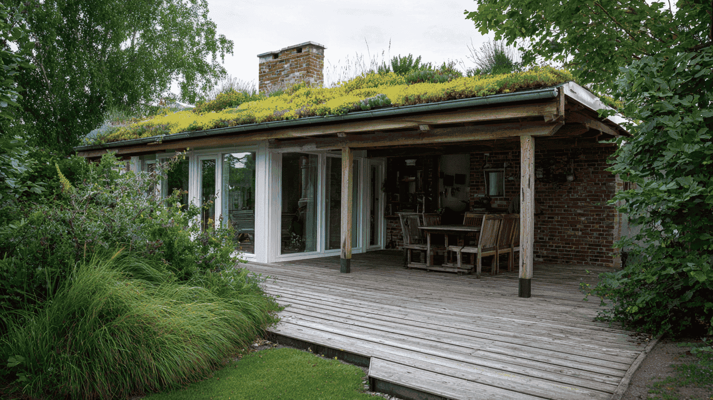 groendak bij veranda of overkapping